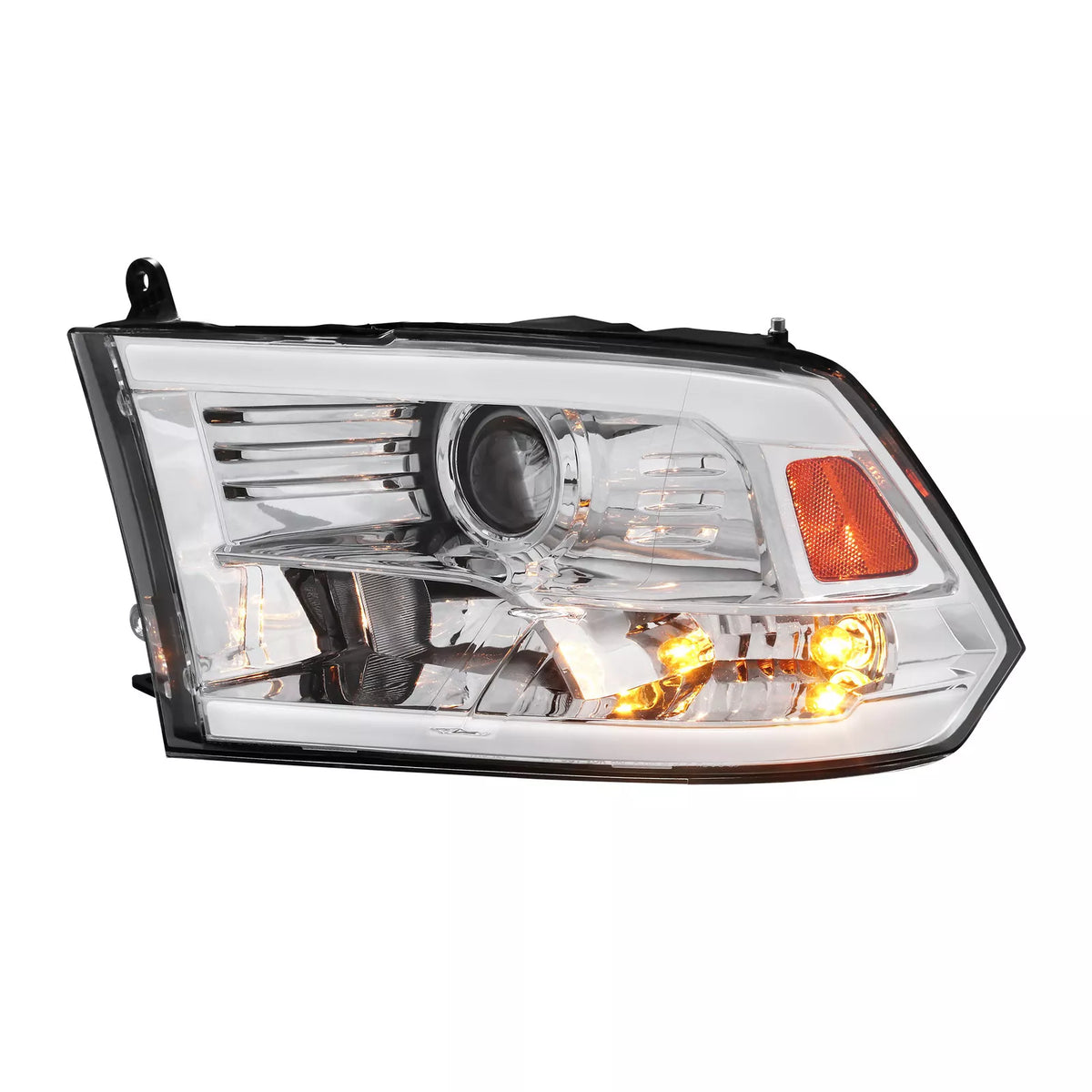 MOSTPLUS Pair LED DRL Chrome Headlight for 2009-2018 Dodge Ram 1500 2500 3500 Halogen