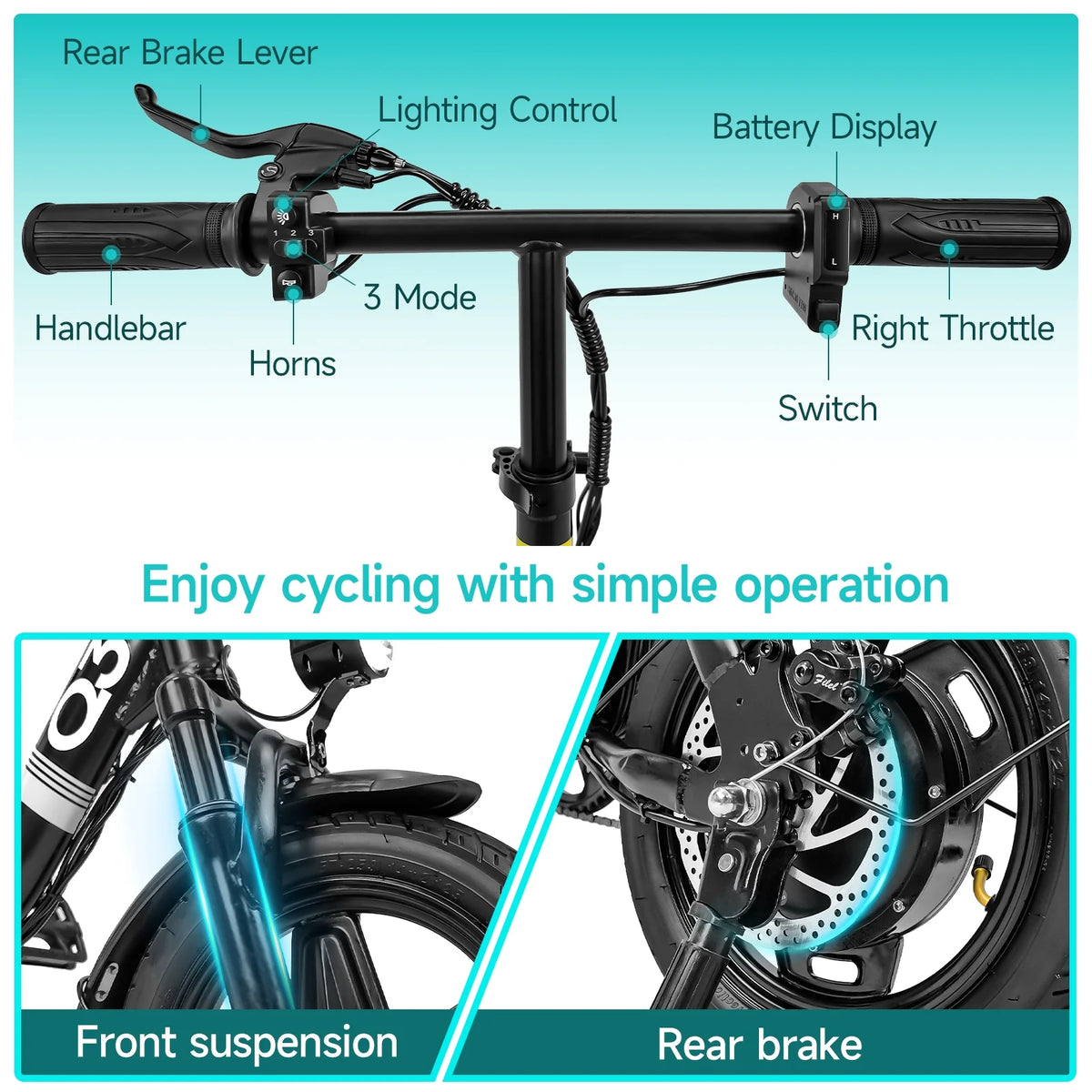 Bycyla Electric Bike for Adults,500W Brushless Motor Ebike with 12Ah Removable Battery,Multi-Shock Absorption,Commuter Electric Bicycle