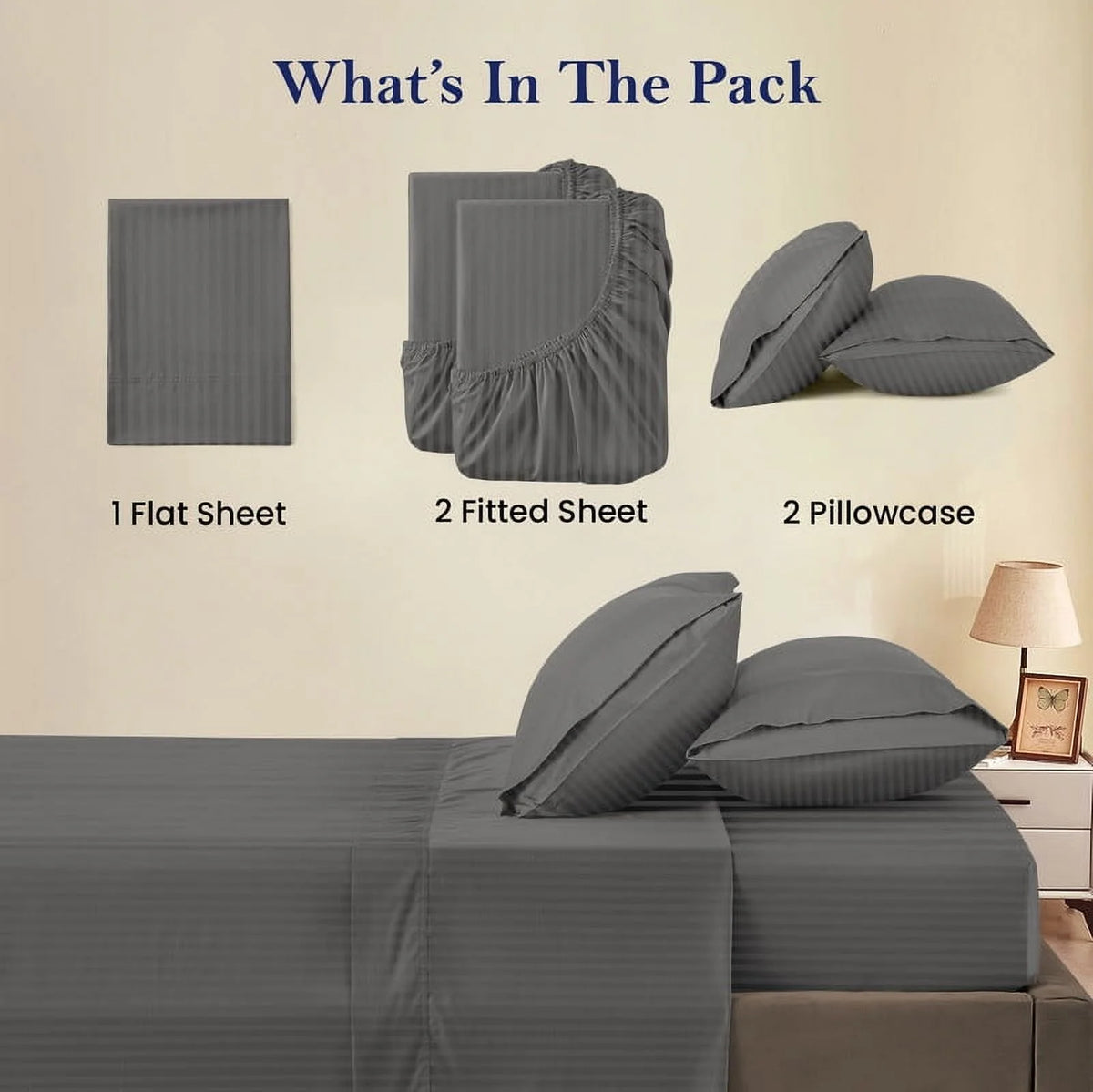 5-Piece Split Queen Sheet Set, 800 Thread Count, 100% Egyptian Cotton, Color Aqua Blue Stripe Pattern, Fits 16-Inch Deep Mattresses