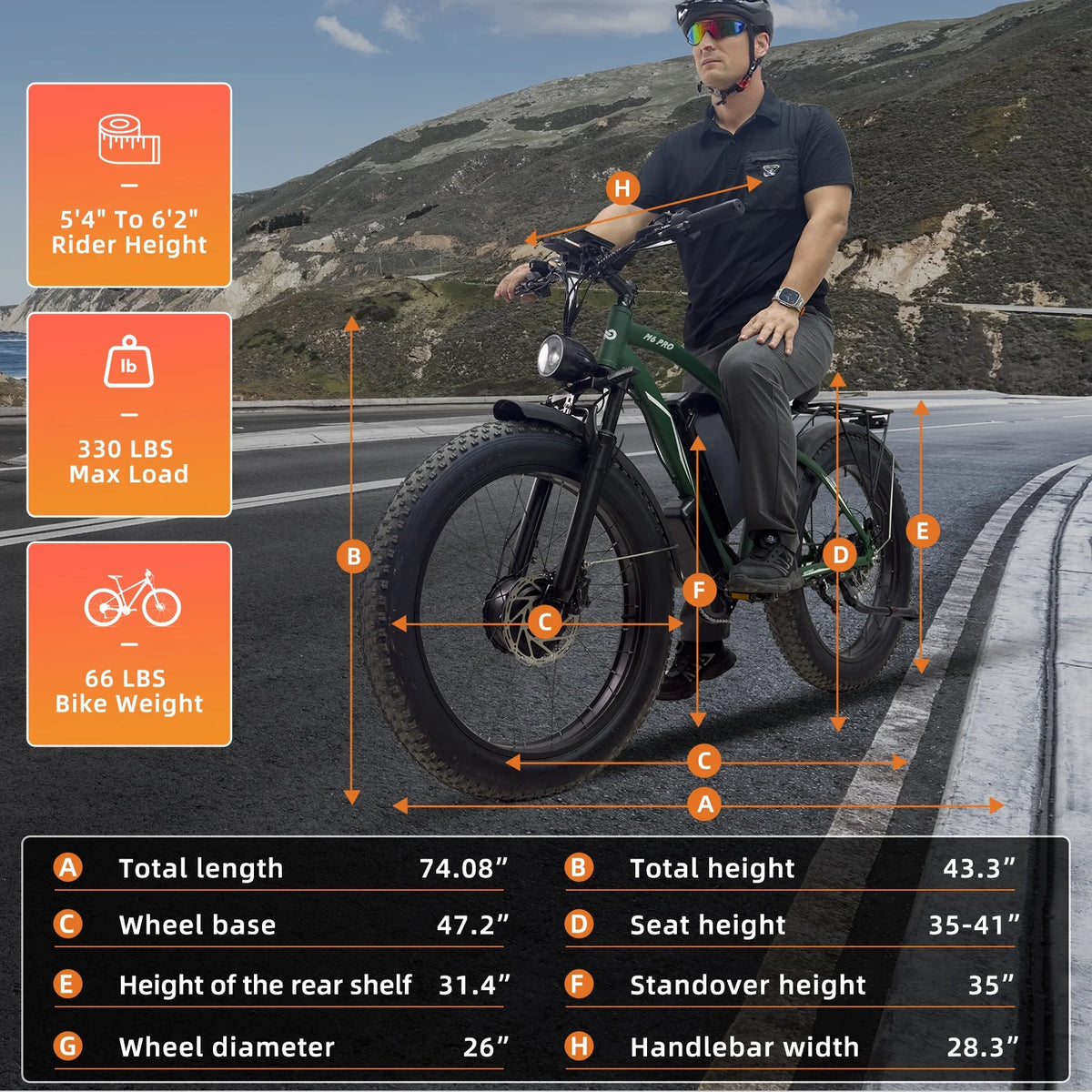 M6 Electric Bicycle M6 PRO 3200W, 48V 22.4Ah, 26 inch