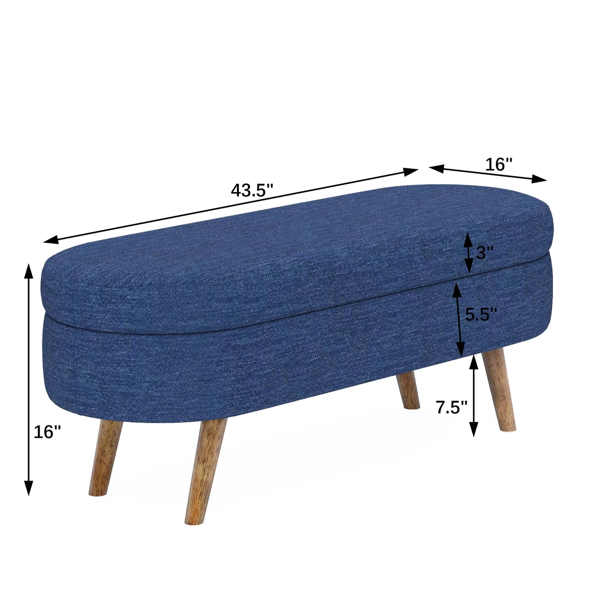 Furniliving Modern Upholstered Button Tufted Storage Ottoman Entryway Bench, Ivory