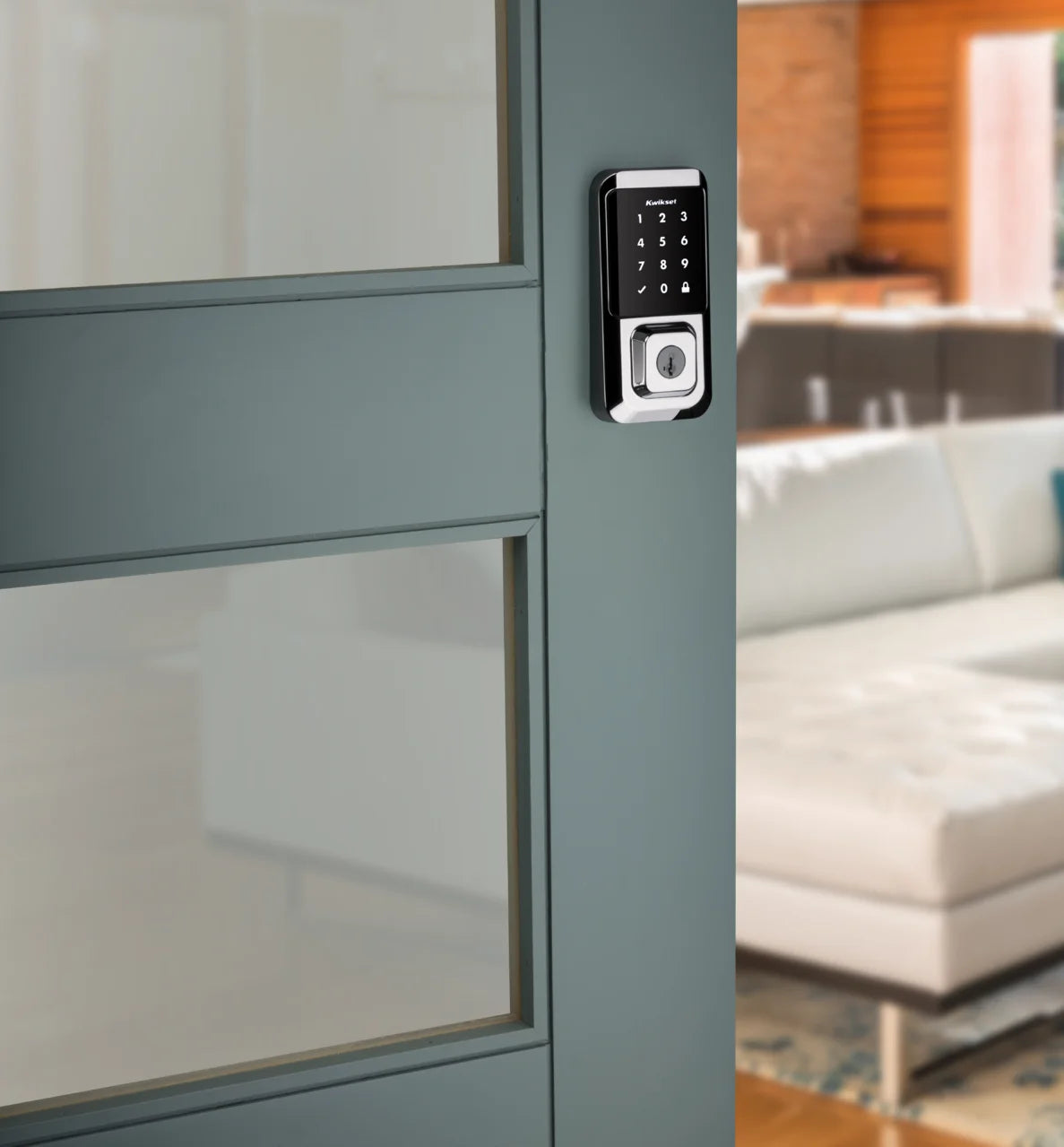 Kwikset Halo Touchscreen Wi-Fi Smart Deadbolt Hardware Lock with Smartkey Satin Nickel