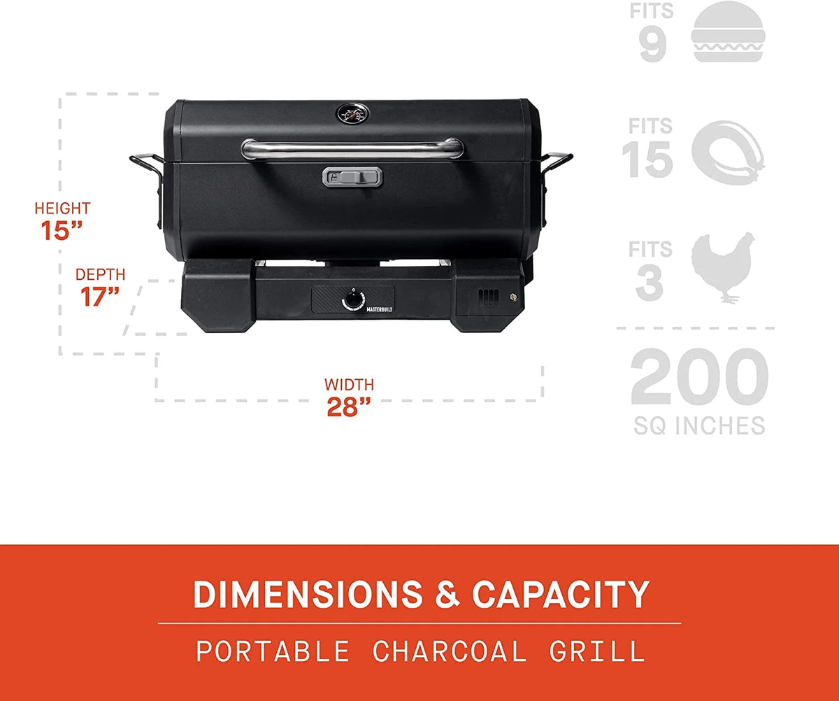Masterbuilt Portable Charcoal Grill and Smoker with Analog Temperature Control