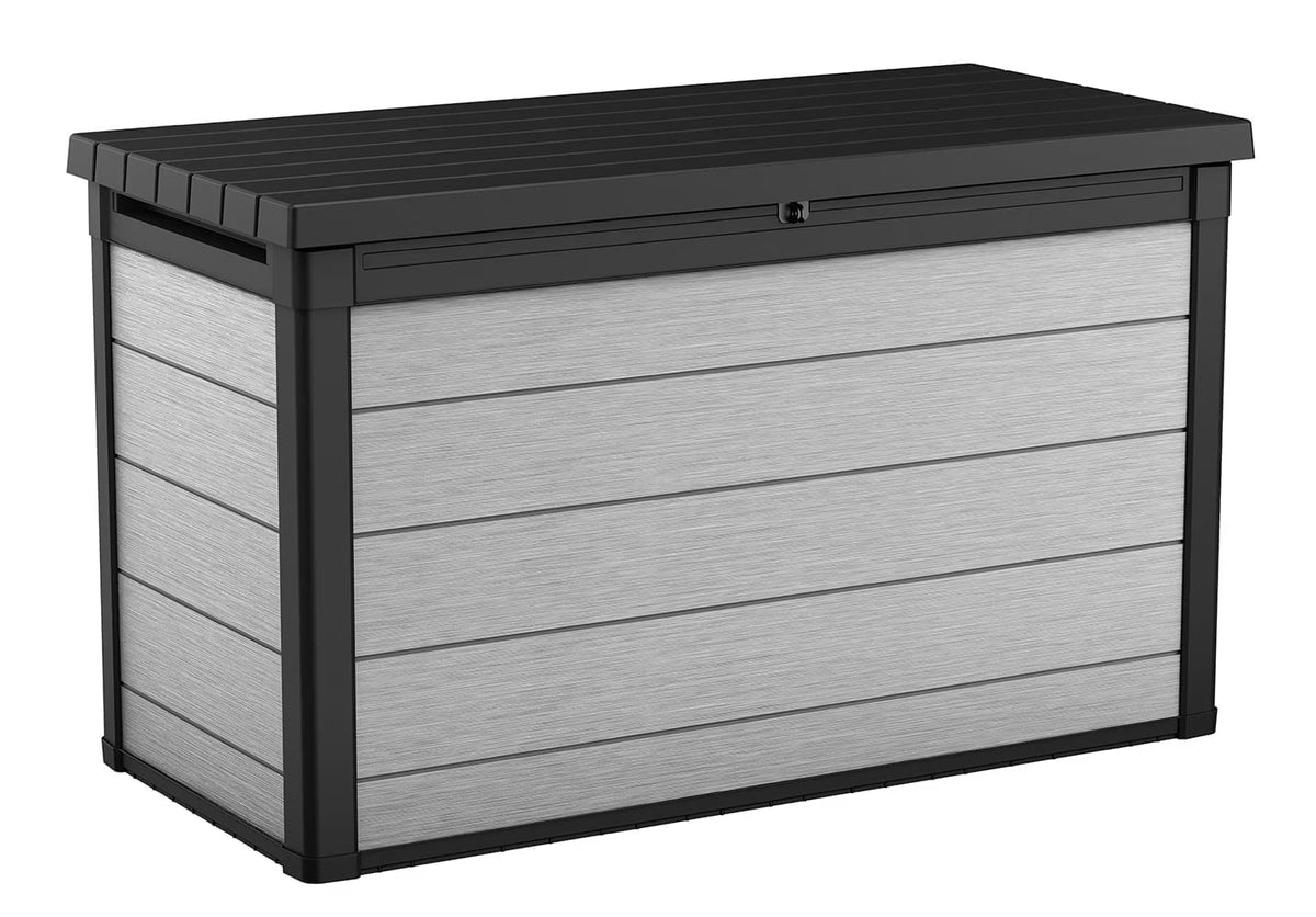 Keter Denali Grey 200 Gallon Durable Resin Outdoor Storage Deck Box Ideal Store Garden Tools and Pool Toys, Grey