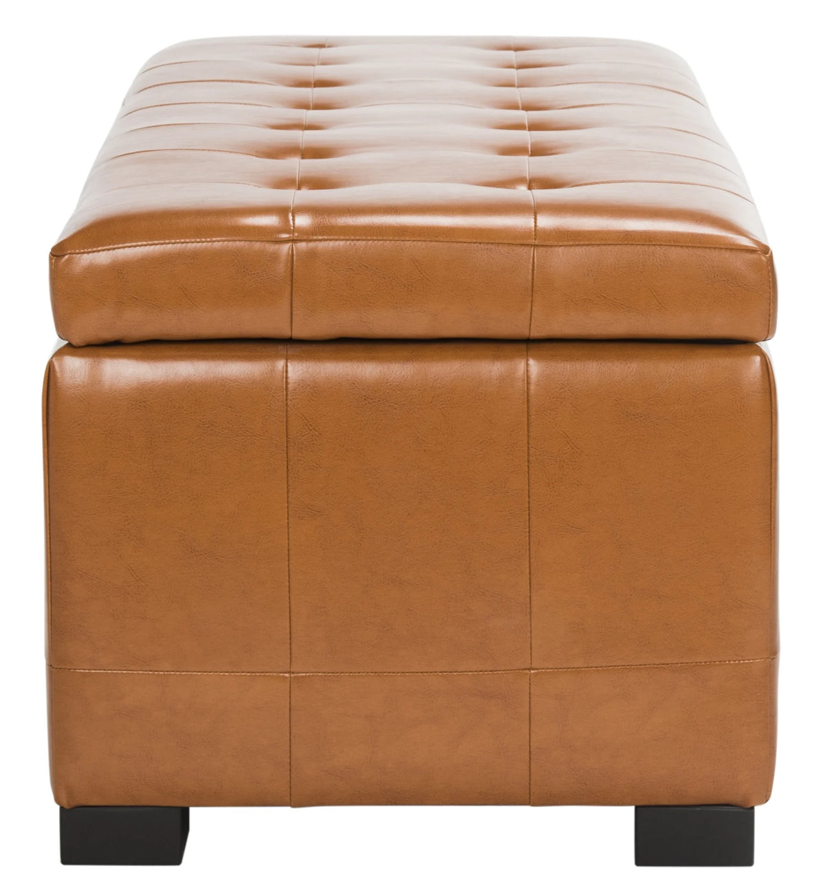 SAFAVIEH Large Manhattan Rustic Tufted Storage Bench, Brown