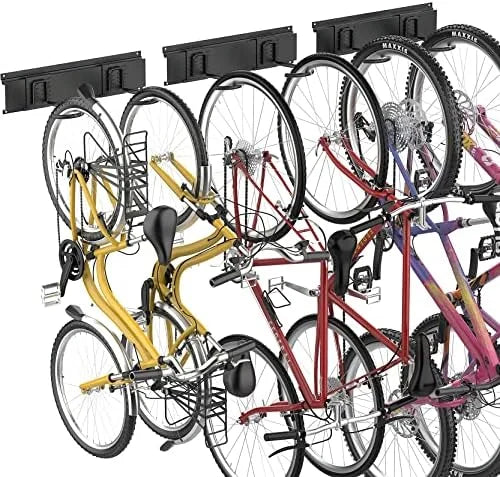Bike Hooks for Garage Wall Vertical, 6 Bike Storage Rack Space Saving Wall Bike Mount Holds Up to 300 LBS, Pack of 3