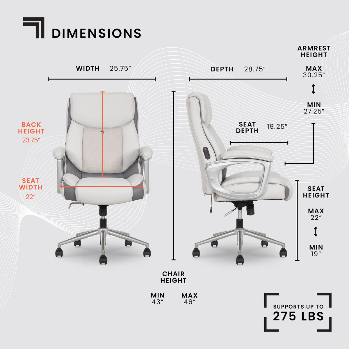 Sharper Image S-120 Massage and Heat Office Chair, Gray/White