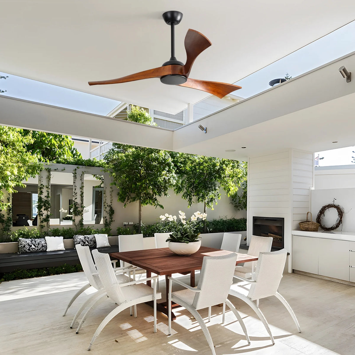 Sofucor 52" Wood Ceiling Fan No Light, 6 Wind Speeds, 3 Blades with Reverse Airflow, Black