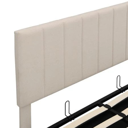 Churanty Hydraulic Storage Bed Frames Full Size Platform Bed with Upholstered Headboard,Beige