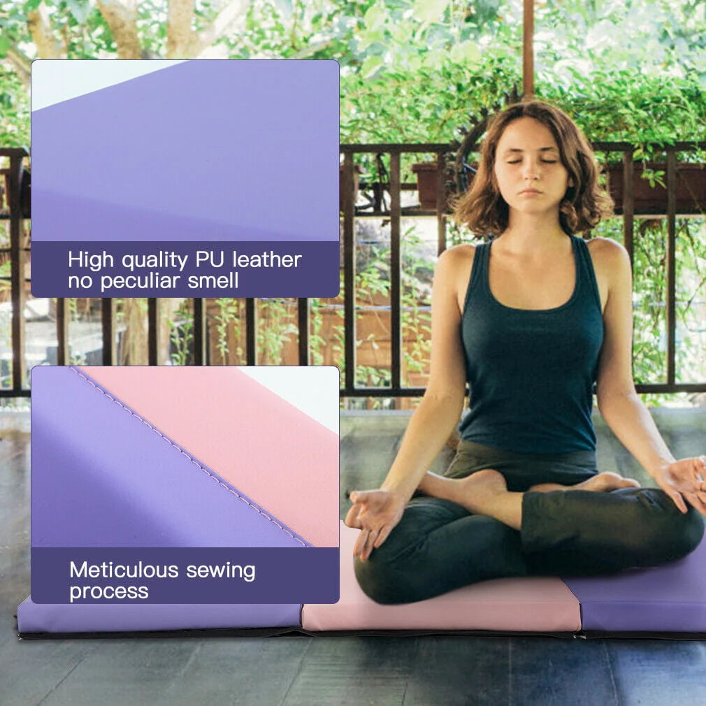 Dkelincs Folding Gymnastics Mats with Handle 6'x4'x2" 4 Panel Tumbling Exercise Mat Waterproof, CM