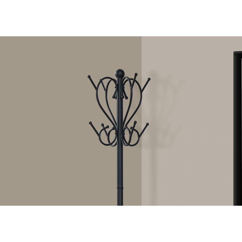 Coat Rack Hall Tree 8 Hooks Entryway 71"H Bedroom Metal Black