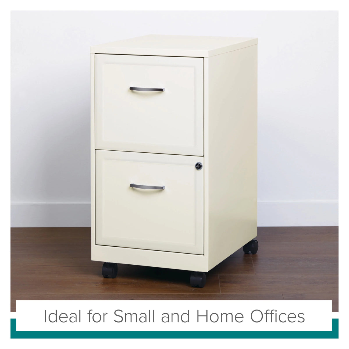 Space Solutions 18" Deep 2 Drawer Mobile Letter Width Vertical File Cabinet, White