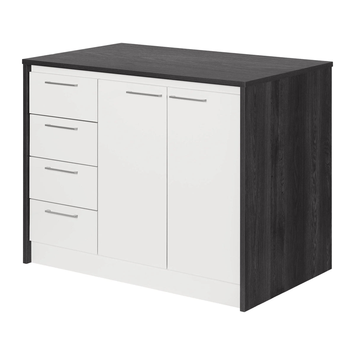 Myro Kitchen Island Natural Walnut and White