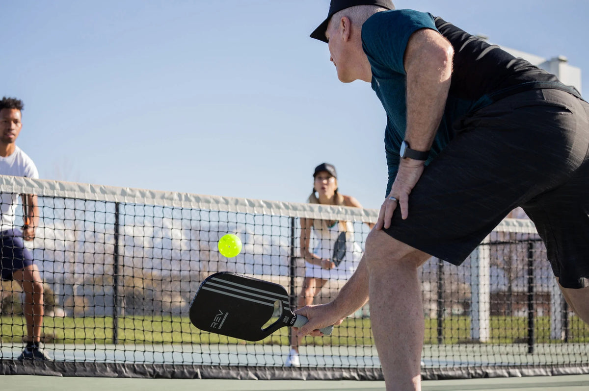 REV Platinum Edgeless Pickleball Paddle, Carbon Fiber Face, Polypropylene Honeycomb Core, 8oz, Black