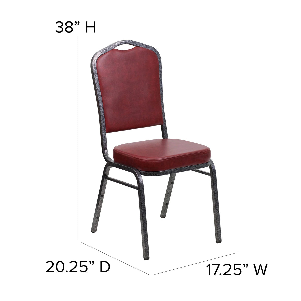 Emma + Oliver 4 Pack Crown Back Stacking Banquet Chair in Navy Vinyl - Silver Vein Frame