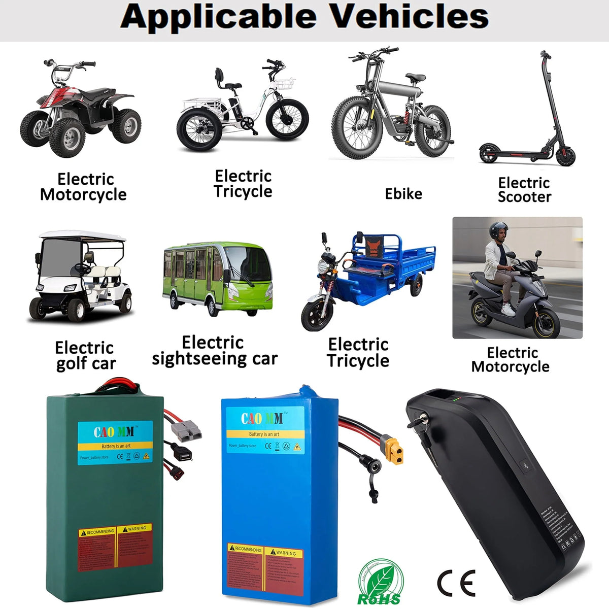 48V 8Ah Lithium Battery 30A BMS 48V Battery with Charger for 750W Electirc Tricycle Motor