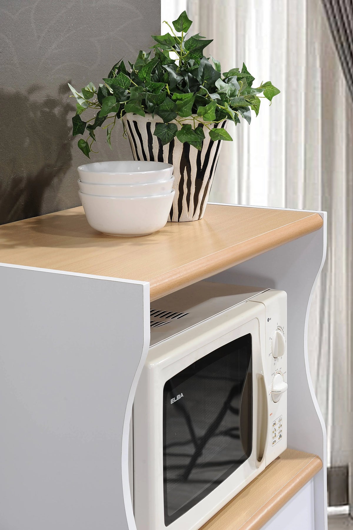 Hodedah Microwave Kitchen Cart, White