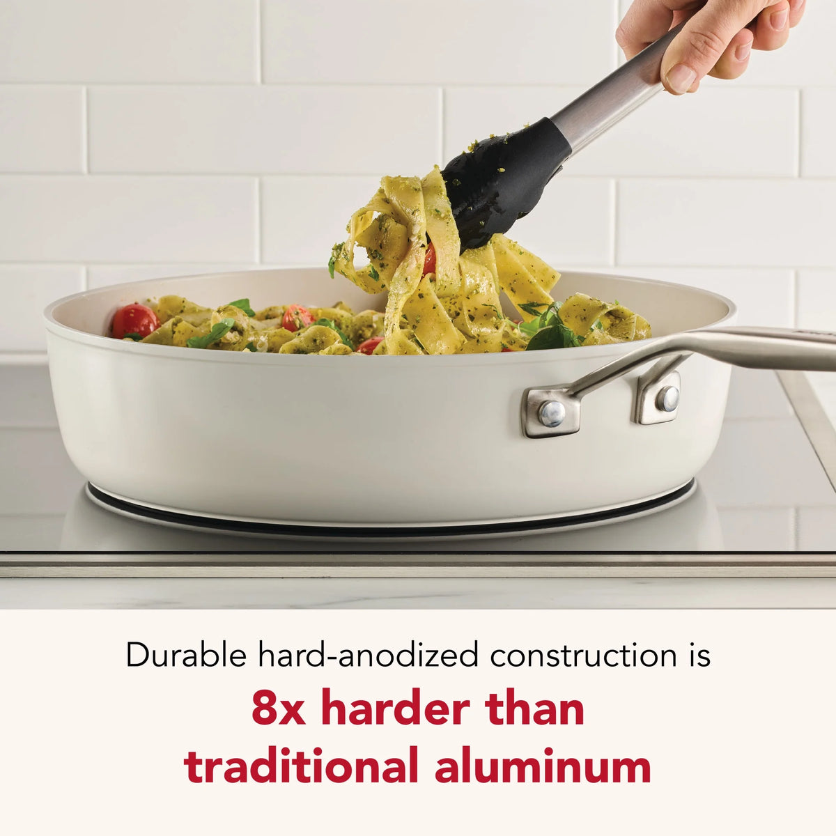 KitchenAid Hard-Anodized 10 Pcs Ceramic Induction Cookware Set, Dishwasher Safe and Oven Safe to 500?��F, Porcelain White