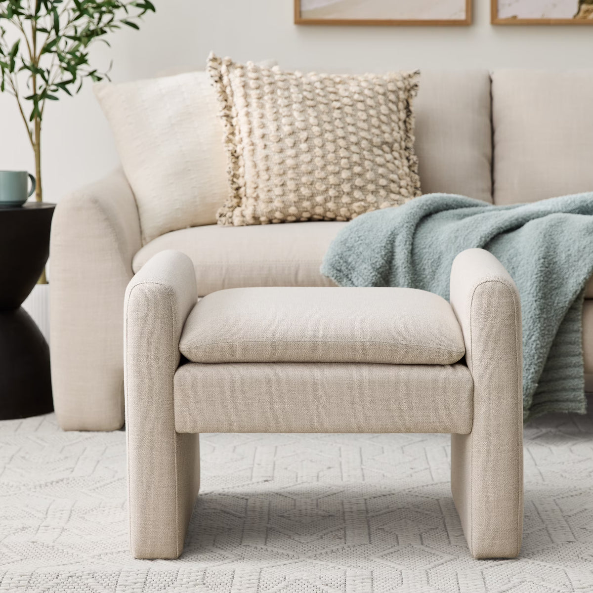 Better Homes & Gardens Emerson Ottoman, Cream