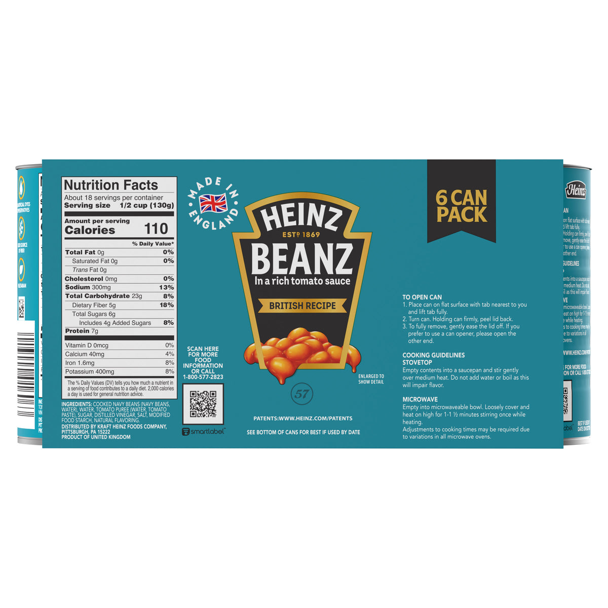 Heinz Beans with Tomato Sauce, British Recipe, 14.64 oz, 6-count