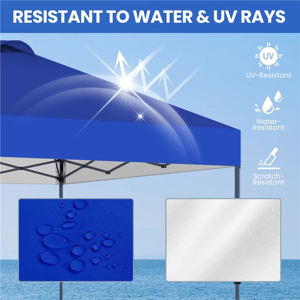 Renwick 10x10 Ft Instant Pop Up Canopy with One Push To Lock Setup Mechanism, Blue