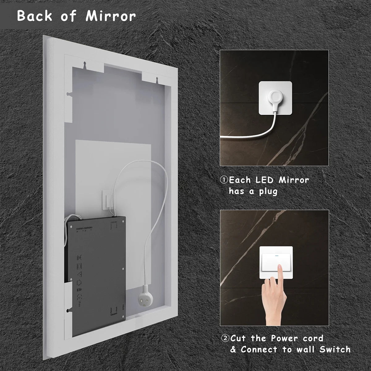 Frameless Frontlit LED Anti-fog Bathroom Vanity Mirror 96x36 inch