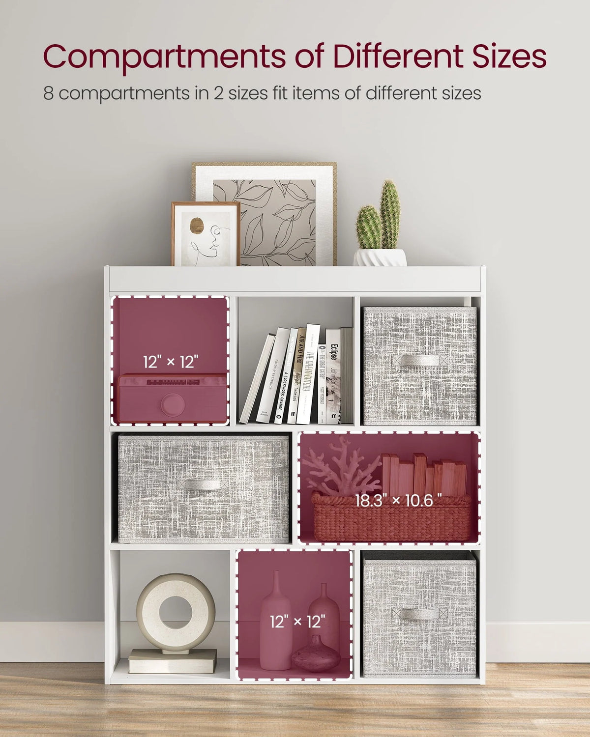 VASAGLE 8-Cube Storage Organizer Bookcase Book Shelf Storage Cabinet White