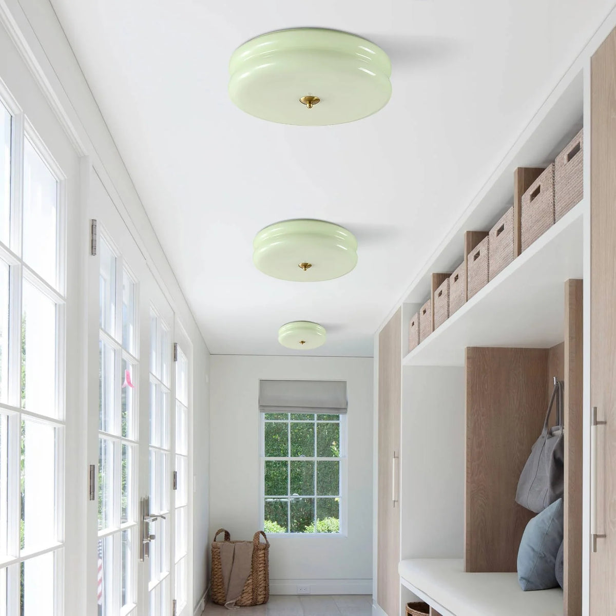 KCO Lighting Mid Century Modern LED Ceiling Lights Mint Green Glass Ceiling Lamp Large Hallway Ceiling Light