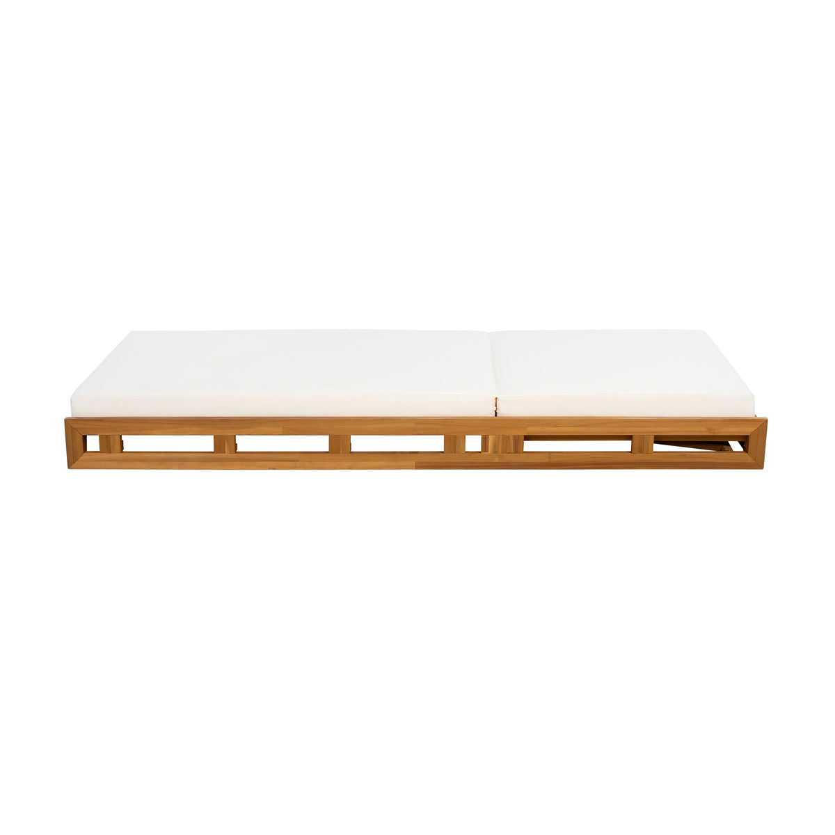 Patio Seating LOUNGE CHAISE SET, ACACIA WOOD WITH WATER-RESISTANT LOUNGE CUSHIONS (CREAM & 4 INCH THICK) - MATCHING DARK GREY VERSION AVAILABLE,Outdoor Seating