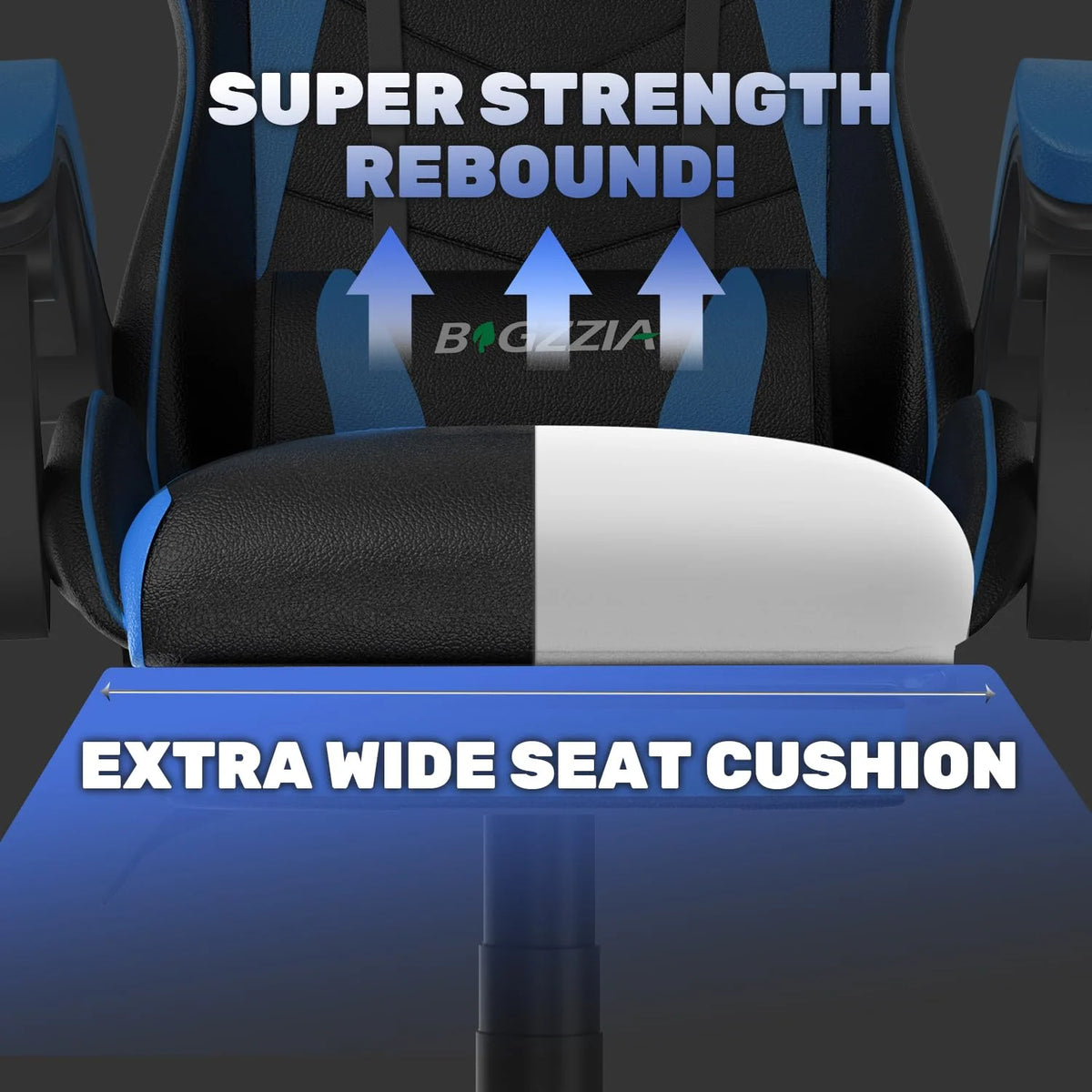 Bigzzia Gaming Chair Pu Leather Office Chair with Ergonomic Lumbar Pillow, Reclining Racing Game Chair Backrest and Seat Height Adjustable Swivel Recliner,Esports Chair with Headrest,Blue