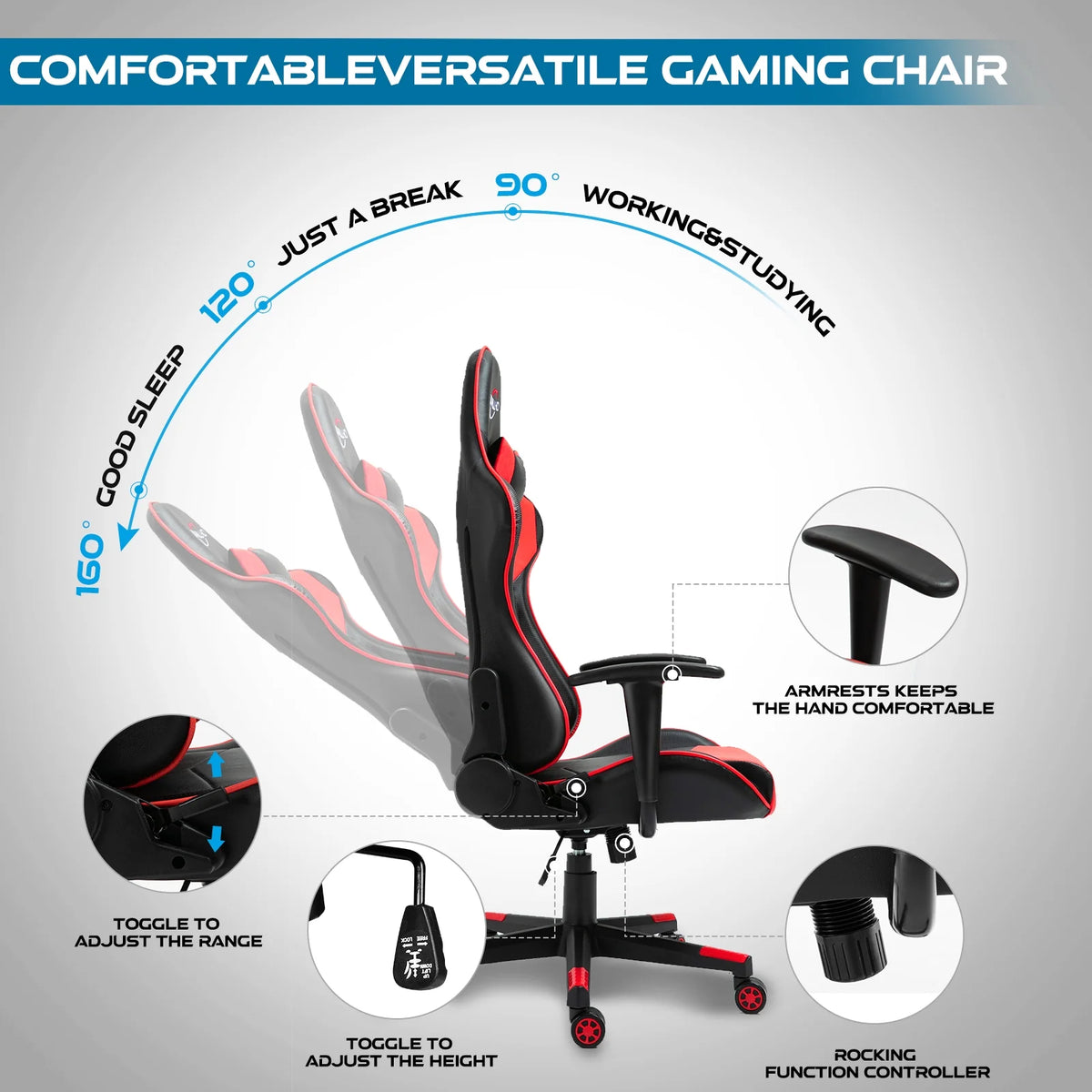 Polar Aurora Gaming Chair Computer Racing Style Video Chairs with Headrest Lumbar Support