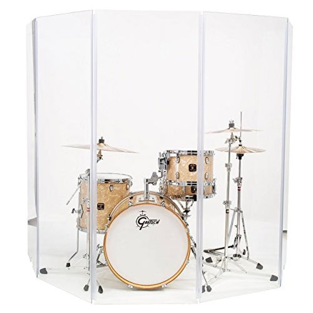 PENNZONI Drum Shield, Comes w/ 5 Panels & Chrome Hinges, 5 ft Clear Acrylic Panels