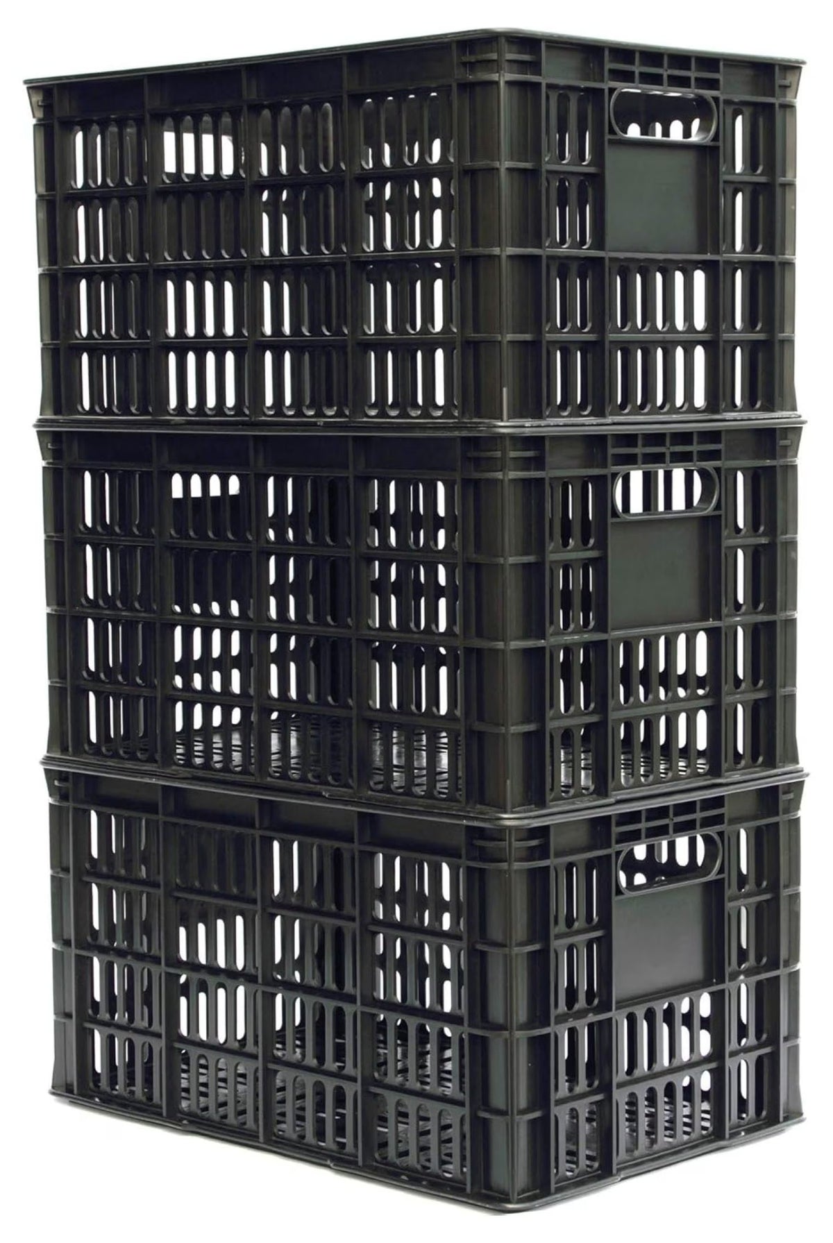 3 Pack Milk Crate 29 Quart 7 Gallon Heavy Duty Plastic Stackable Rectangular Dairy Storage Basket Size 18.5�� x 12�� x 9.5�� Tall