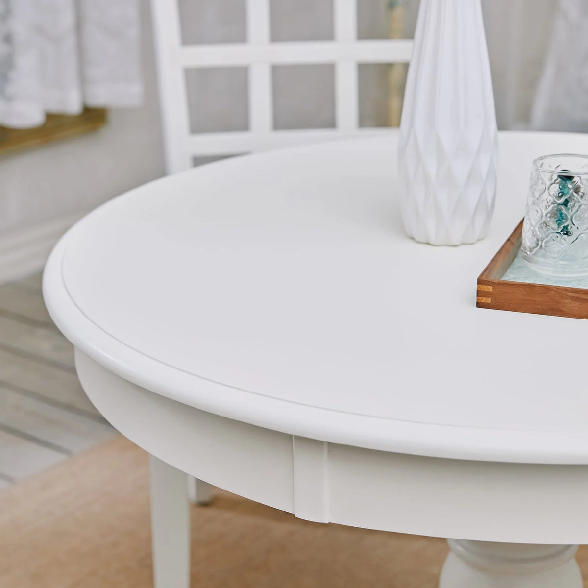 Homylin 35.8" White Round Pedestal Dining Table with Solid Wood Legs