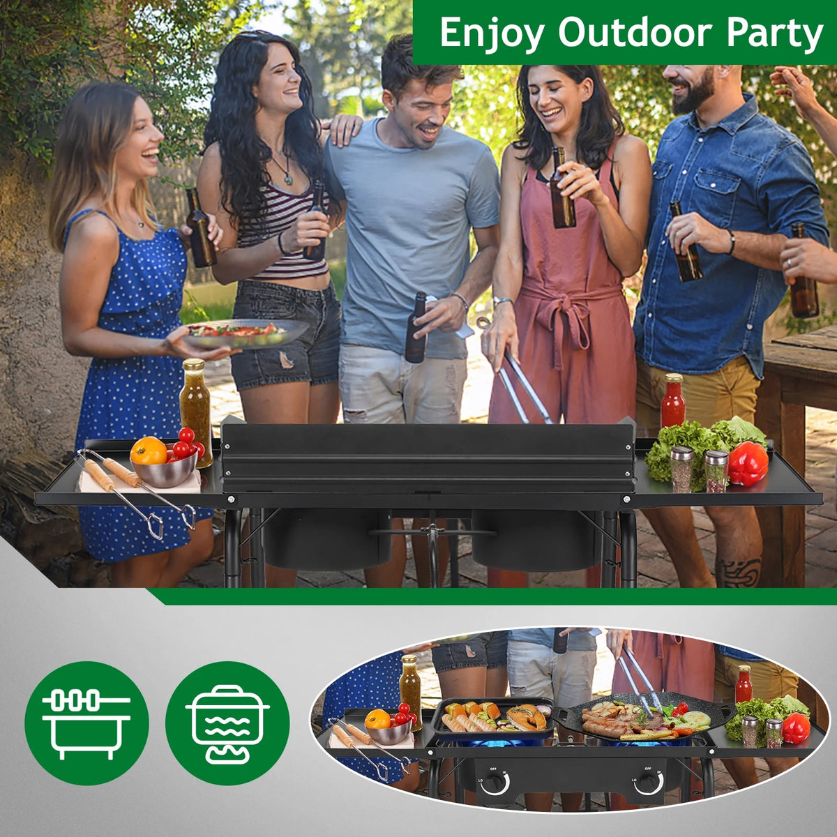 Ktaxon 2 Burner 150000 BTU Cooker Outdoor Camping Picnic Stove Stand BBQ Grill