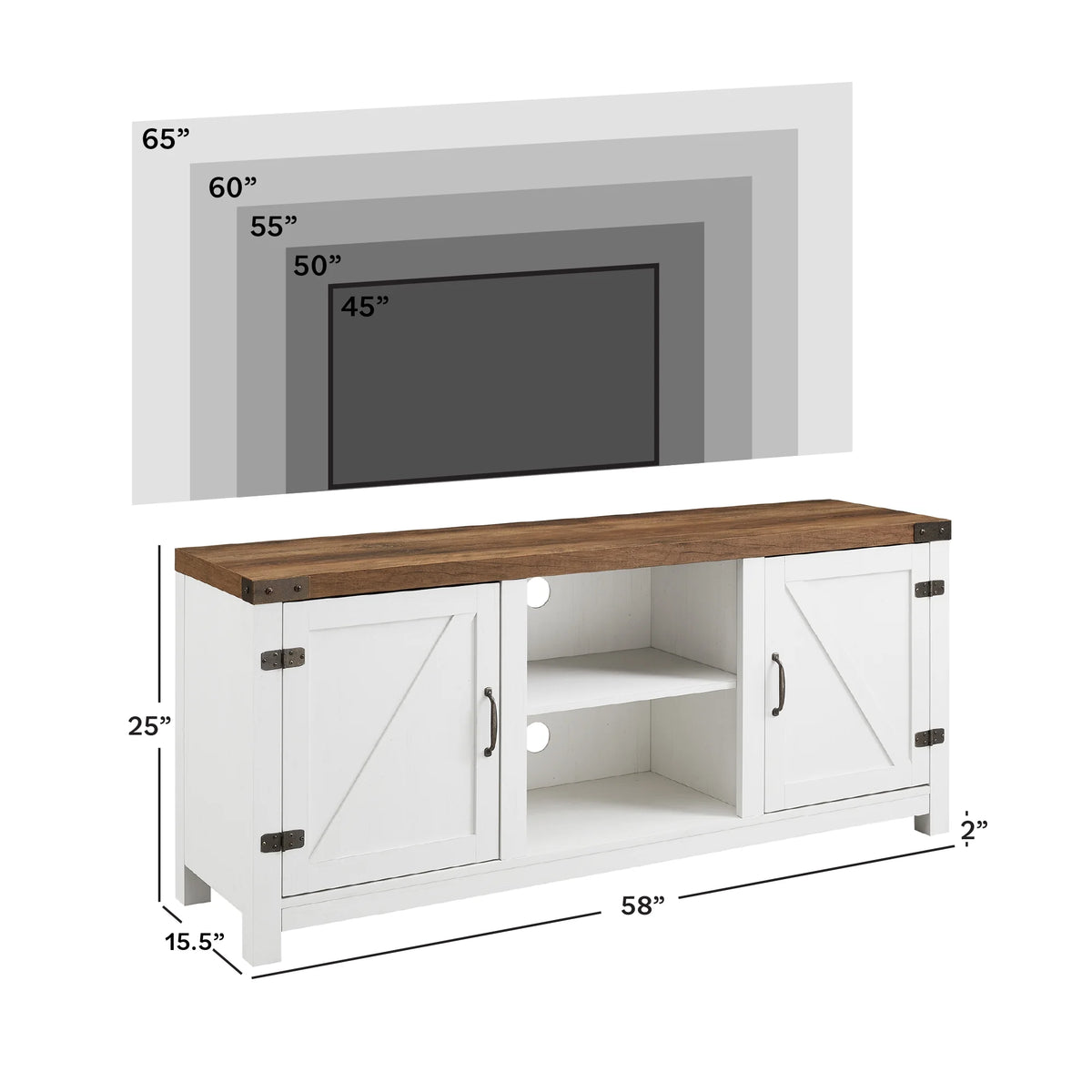 Walker Edison Modern Farmhouse Barn Door TV Stand for TVs up to 65", Grey Wash