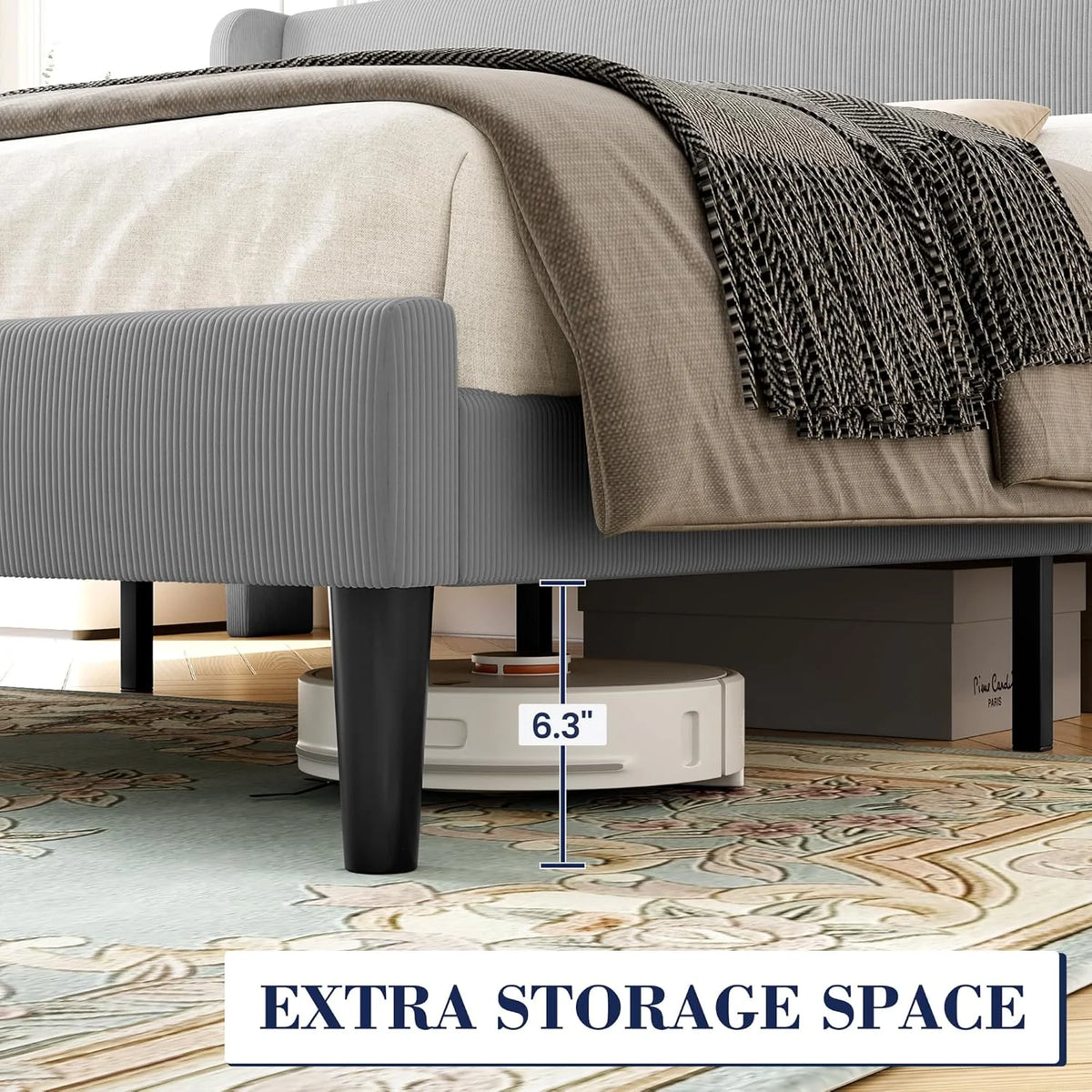 Full Size Bed Frame with Wingback Headboard,Luxurious Velvet Upholstered Platform Bed Frame with Wooden Slat Support,No Box Spring Required,Easy Assembly,Dark Gray