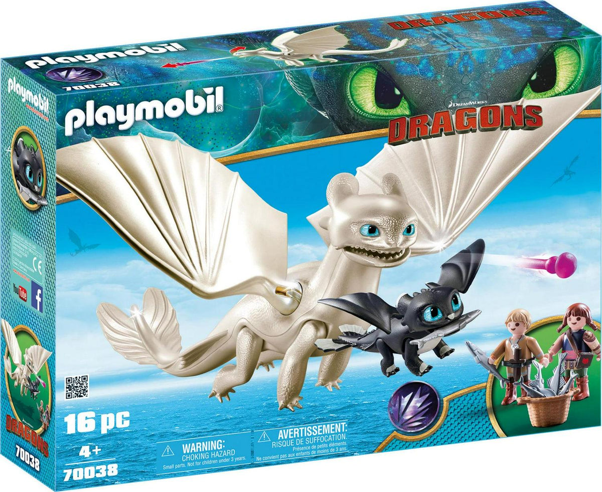 PLAYMOBIL How to Train Your Dragon III Light Fury with Baby Dragon and Children Action Figure Sets