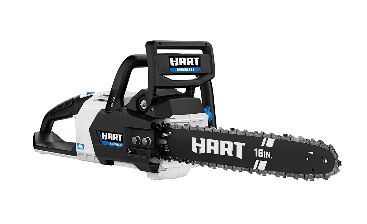 HART 40-Volt 16-inch SUPERCHARGE Battery-Powered Brushless Chainsaw Kit, (1) 4.0 Ah Lithium-Ion Battery