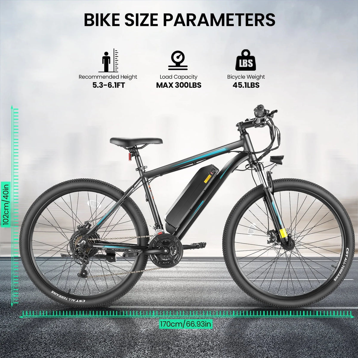 Funcid Electric Bike, Electric Bike for Adults 26'' E-Bikes 350W Adult Electric Bicycle, 19.8MPH Electric Mountain Bike with Lockable Suspension Fork, Removable Battery, Shimano 21-Speed Gears-Blue