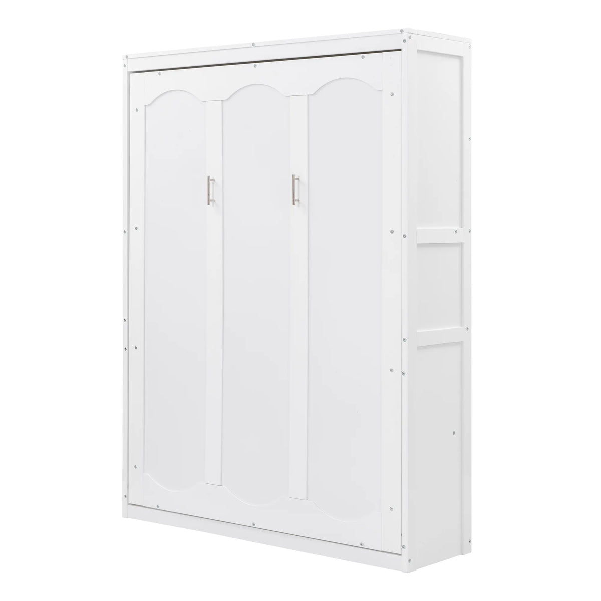 Harper & Bright Designs Full Size Murphy Bed with Shelves, Foldable Wall Bedframe w/Flexible Slats Support, Space-Saving Design, Can Be Folded Into Cabinet, White