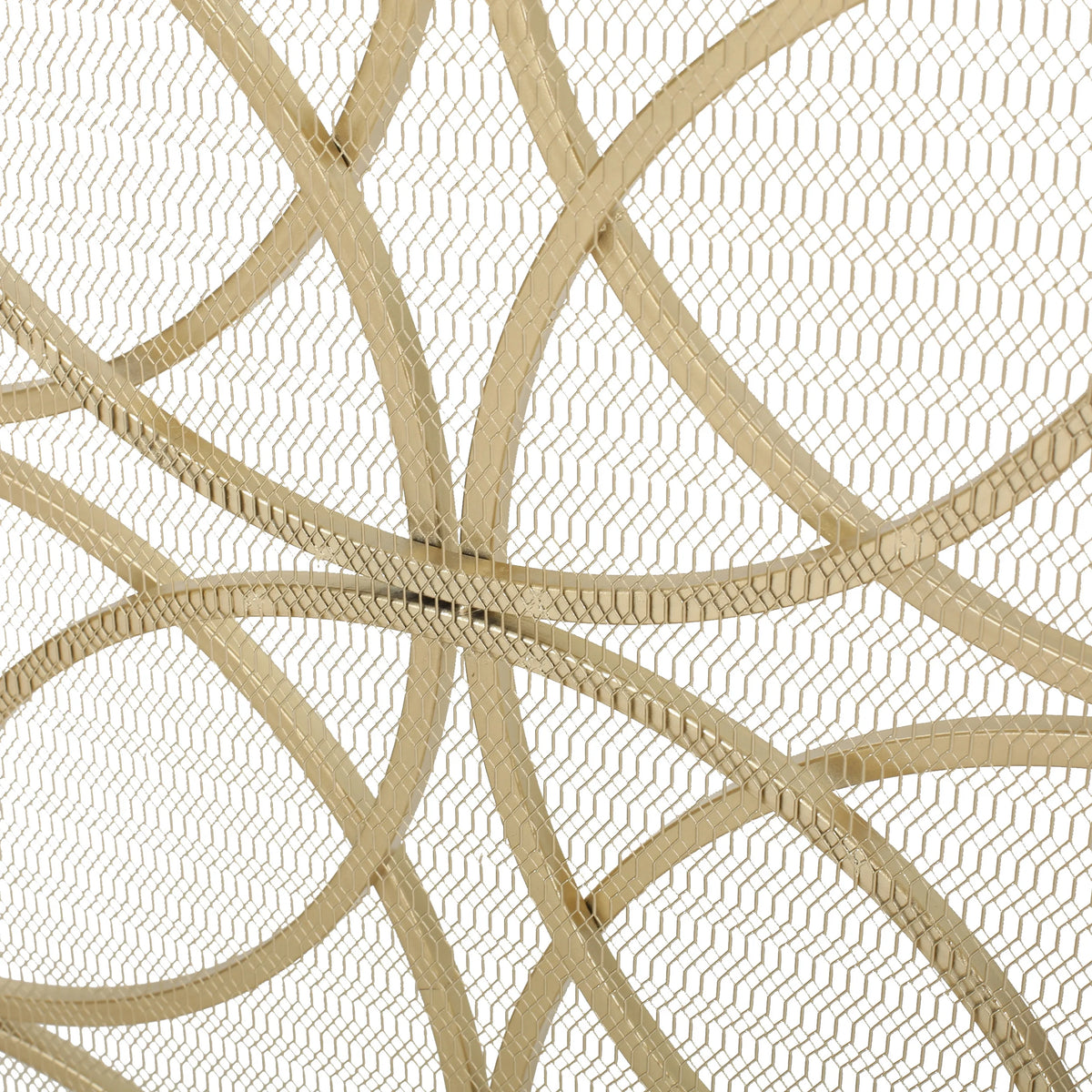 Noble House Emmilou Iron Single Panel Fireplace Screen, Gold