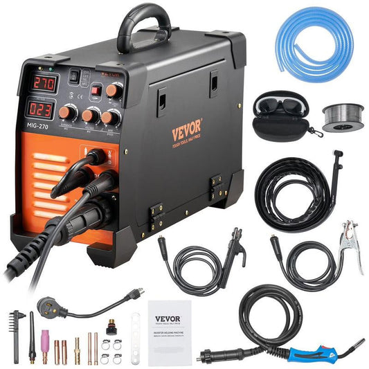 "250Amp 5-in-1 Synergic Welder Machine for Gas MIG/Flux Core/Stick/Lift TIG/AU TIG, Dual Voltage 110V/220V Aluminum Welder with LCD Screen, Ideal for Home and Professional Metal Fabrication"