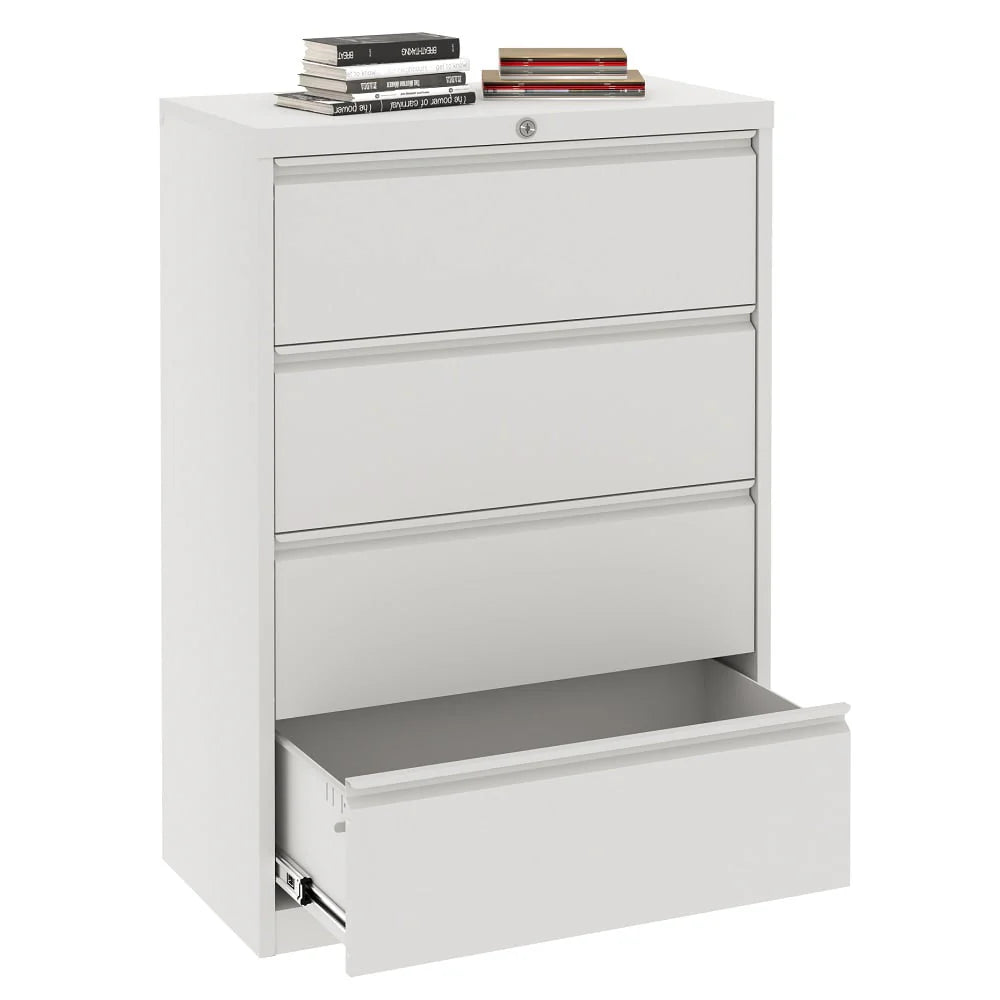 Supeer Four Drawer Metal Lateral File Cabinet, Storage White File Cabinet with Large Deep Drawers, Locking Wide File Cabinet for School, Office, Home,  Assembly Required