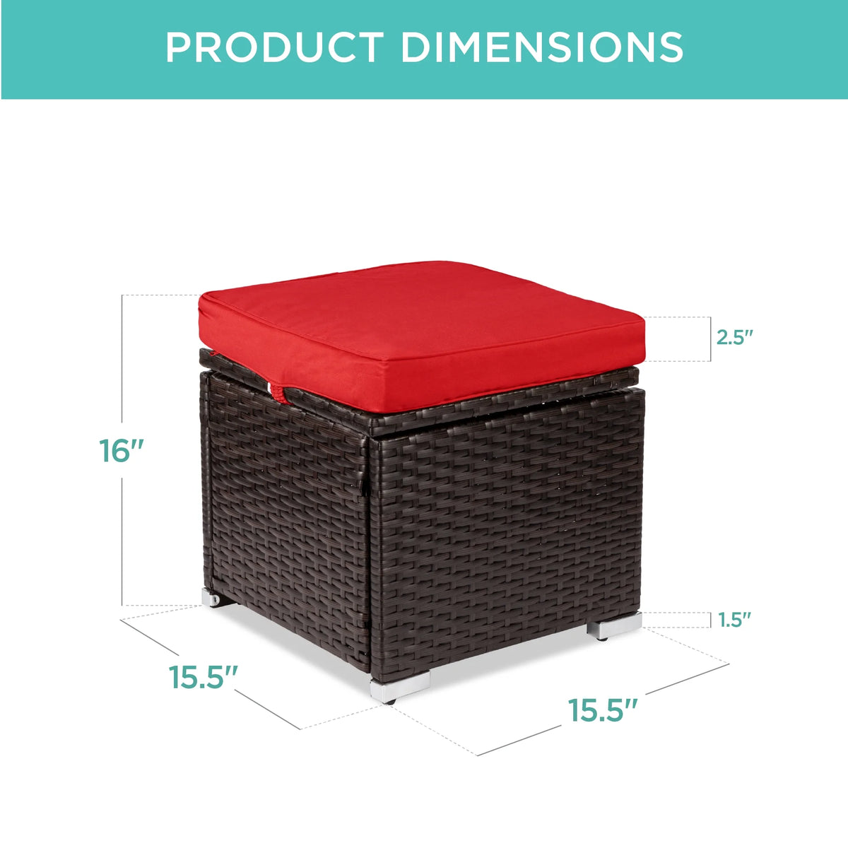 Best Choice Products Set of 2 Wicker Ottomans, Multipurpose Furniture w/ Removable Cushions - Brown/Beige
