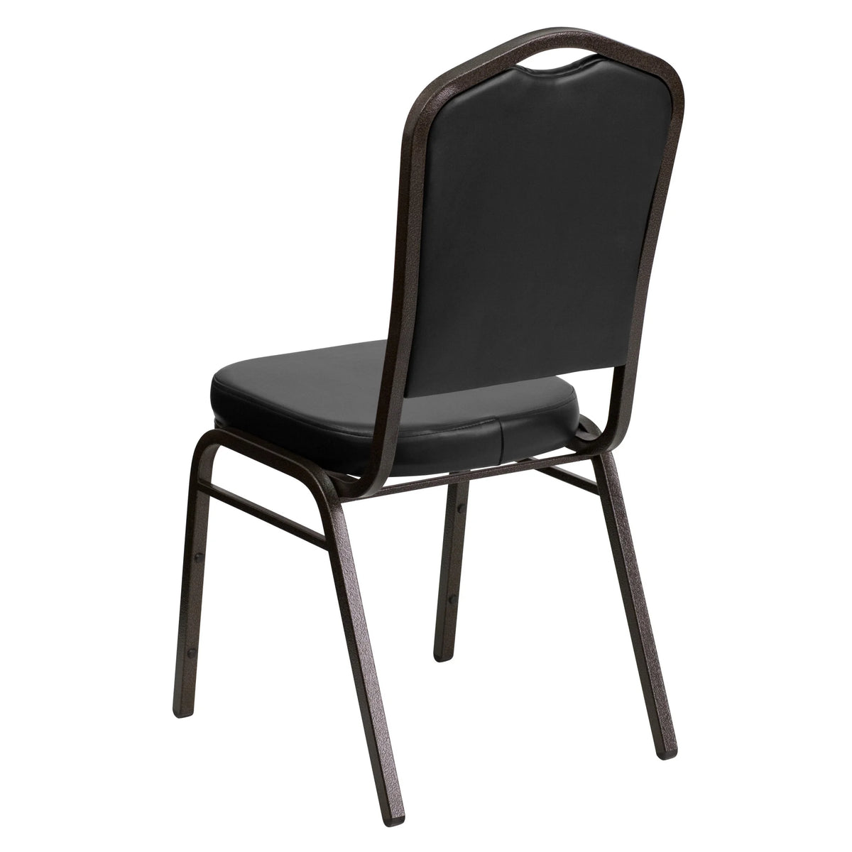 Emma + Oliver 4 Pack Crown Back Stacking Banquet Chair in Navy Vinyl - Silver Vein Frame