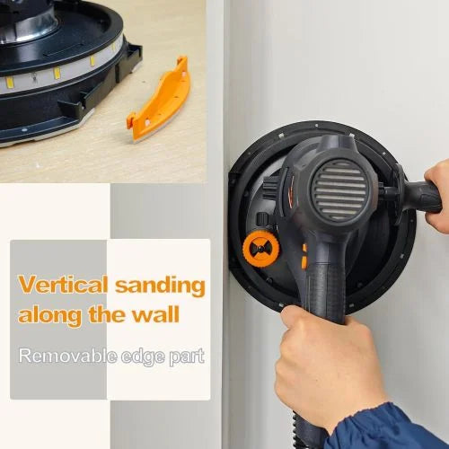 Drywall Sander with Vacuum Dust Collection, 6 Variable Speed Foldable Telescopic Electric Wall Sander, Popcorn Ceiling Removal Tool, 1900RPM Power Sander Tool, LED Light, 18Pcs Sanding Discs