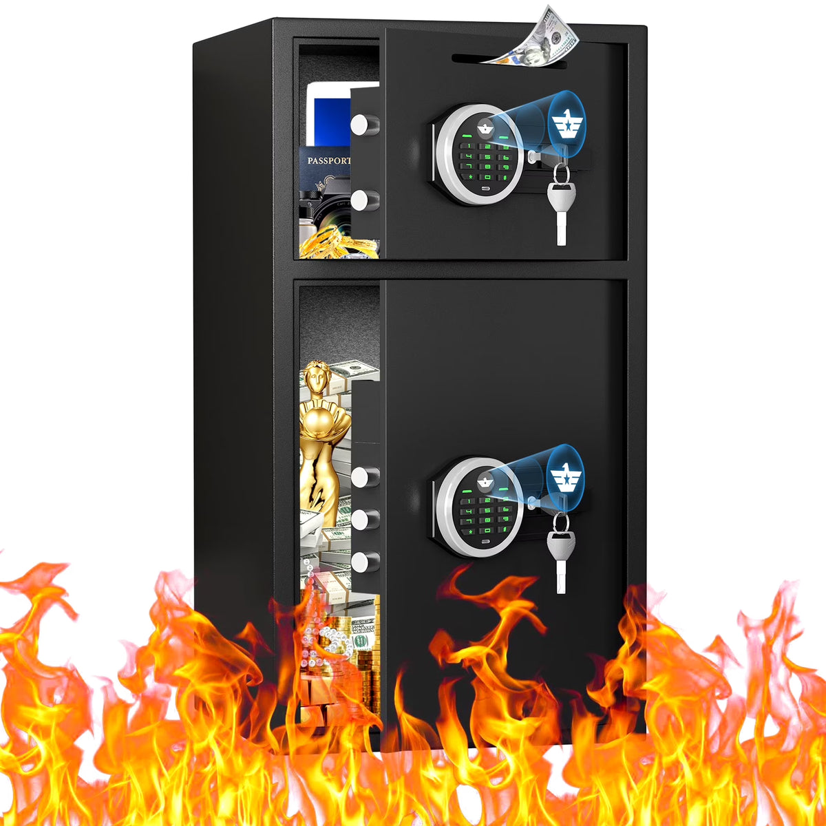 Silkight 6.5 Cu ft Home Safe Box - Fireproof  Depository Drop Safe with Backlit Keypad&Alarm System for Business Home