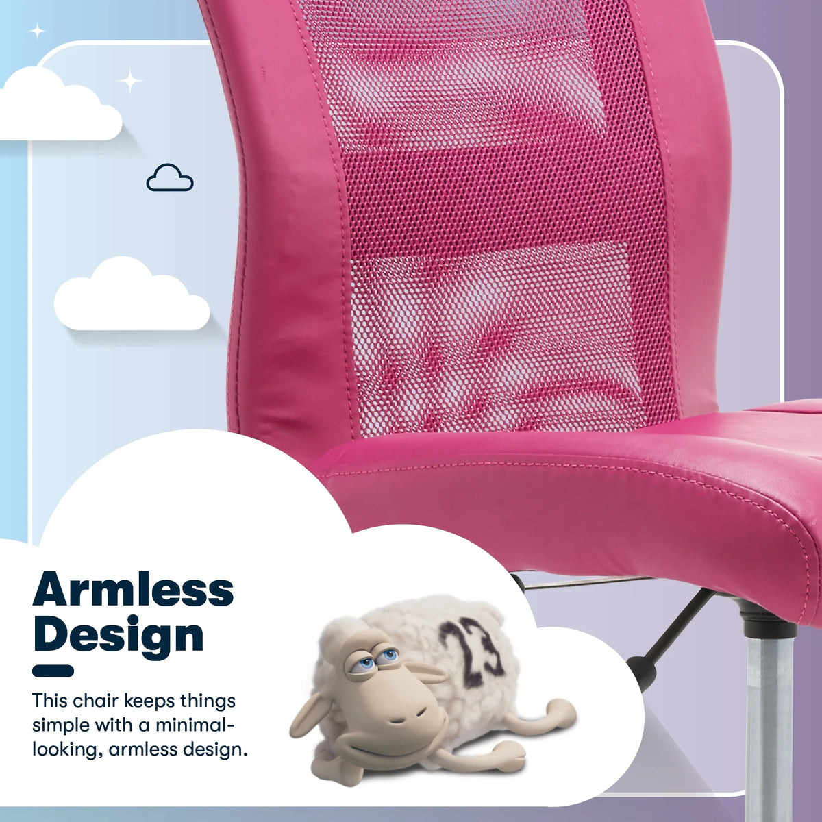 Serta Essentials Armless Task Chair, Faux Leather and Mesh, Cream