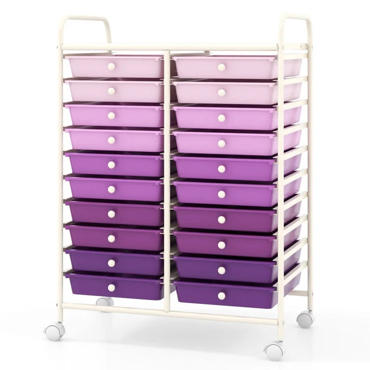 20 Drawers Rolling Storage Cart Studio Organizer